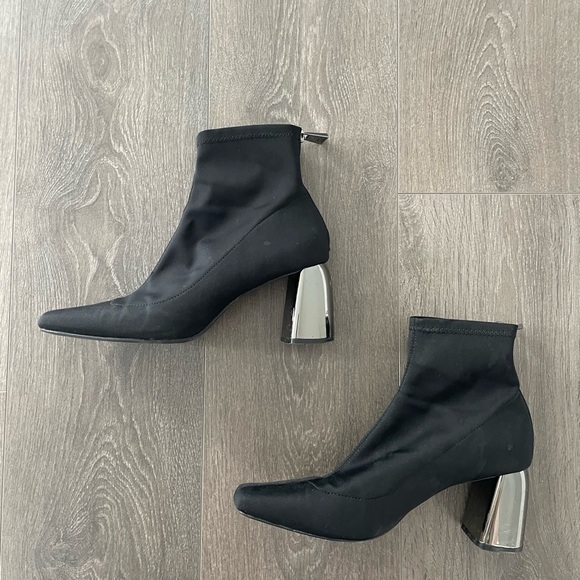 Zara Silver Block Heel Booties - Picture 2 of 5
